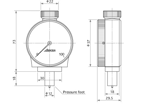 Đồng hồ đo độ cứng cao su tổng hợp Asker type AL (phiên bản mở rộng chân áp)