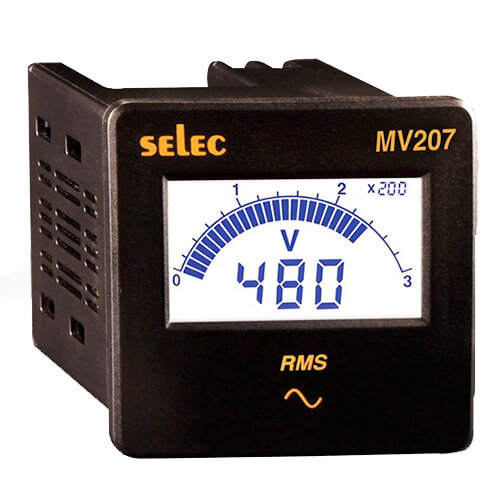 Đồng hồ đo điện áp Selec MV207, mặt vuông size 72x72mm
